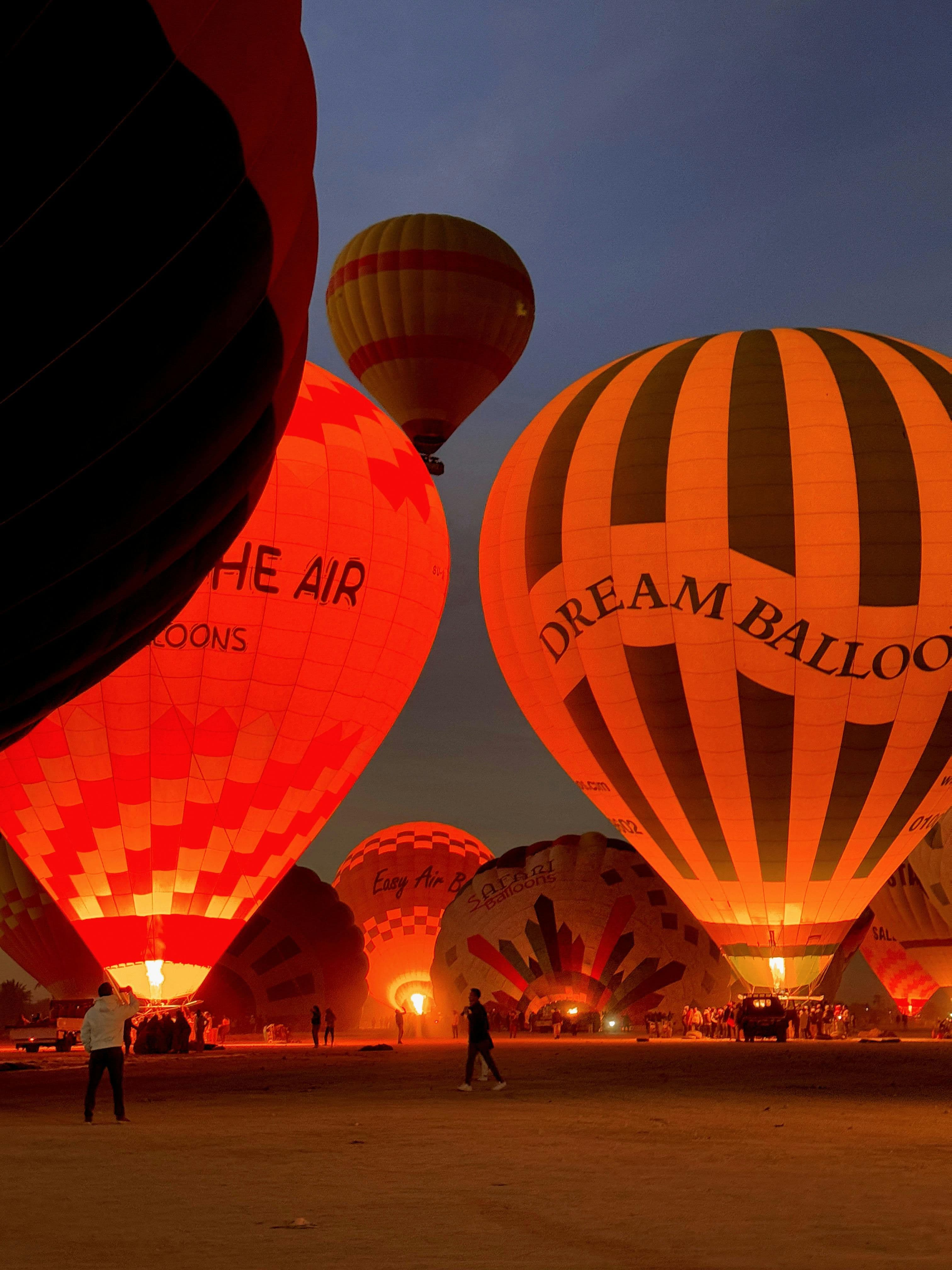 The envelope filling before lift-off.