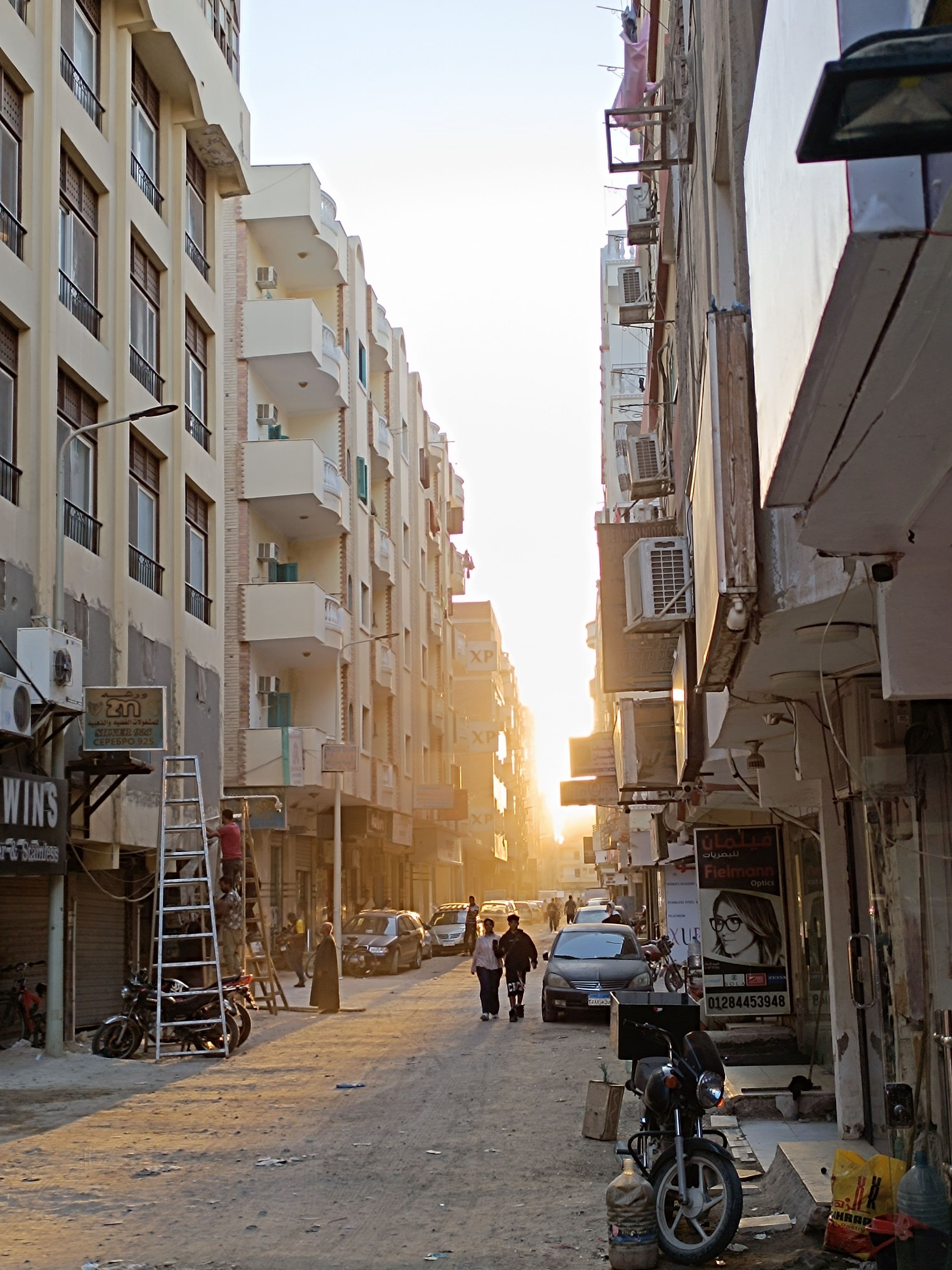 Street life in Luxor at sunset