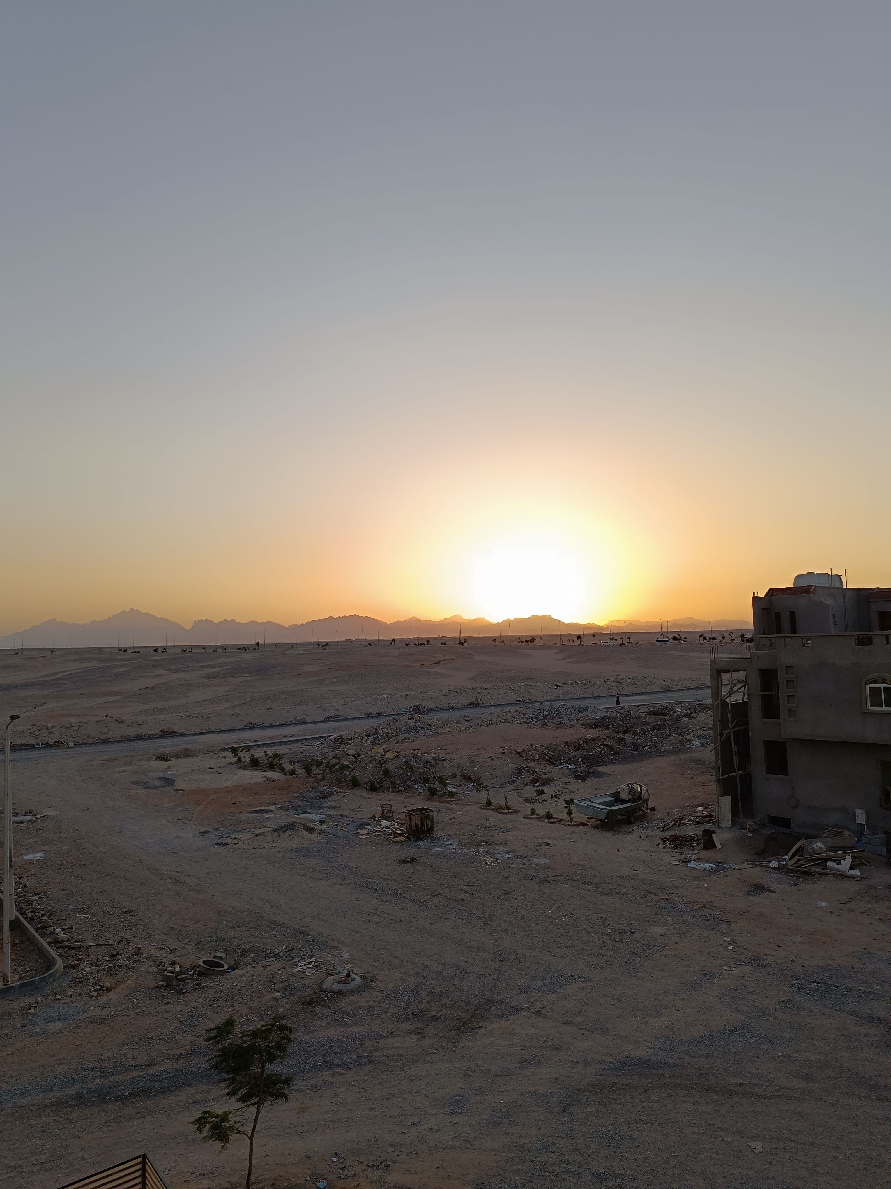 The desert at dusk, before the stars come out.