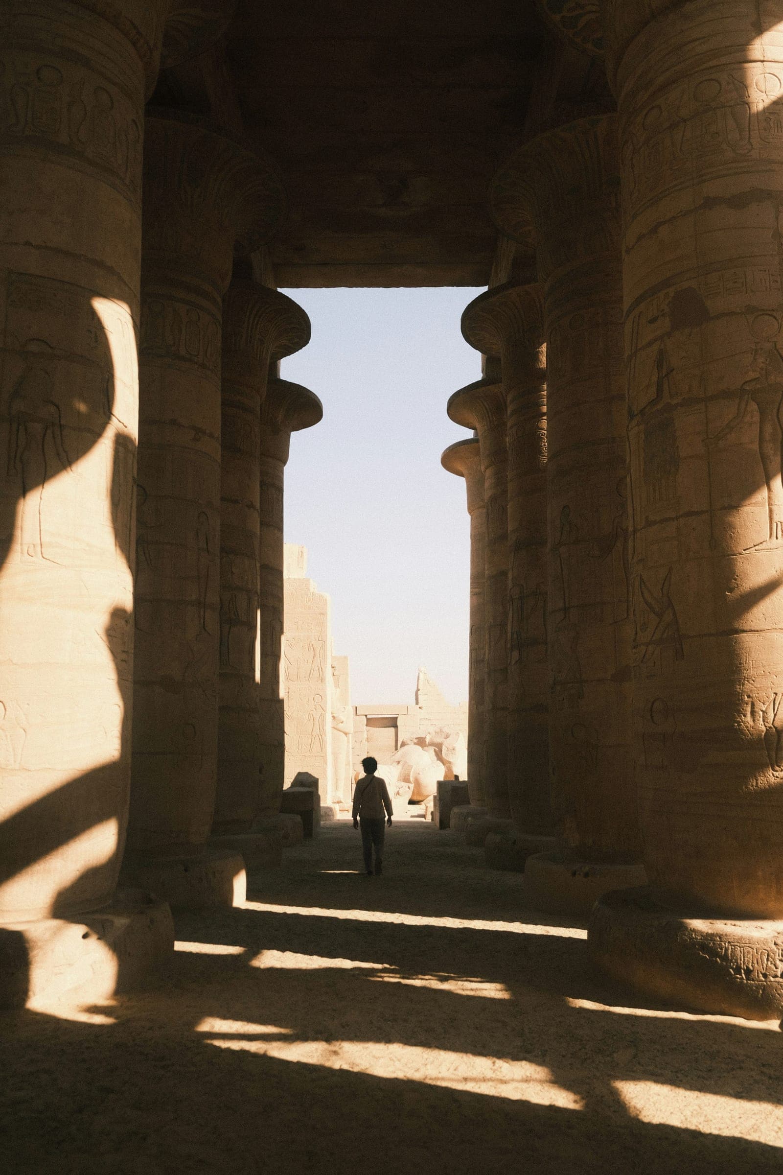 Sunlight breaking through the Great Hypostyle Hall.