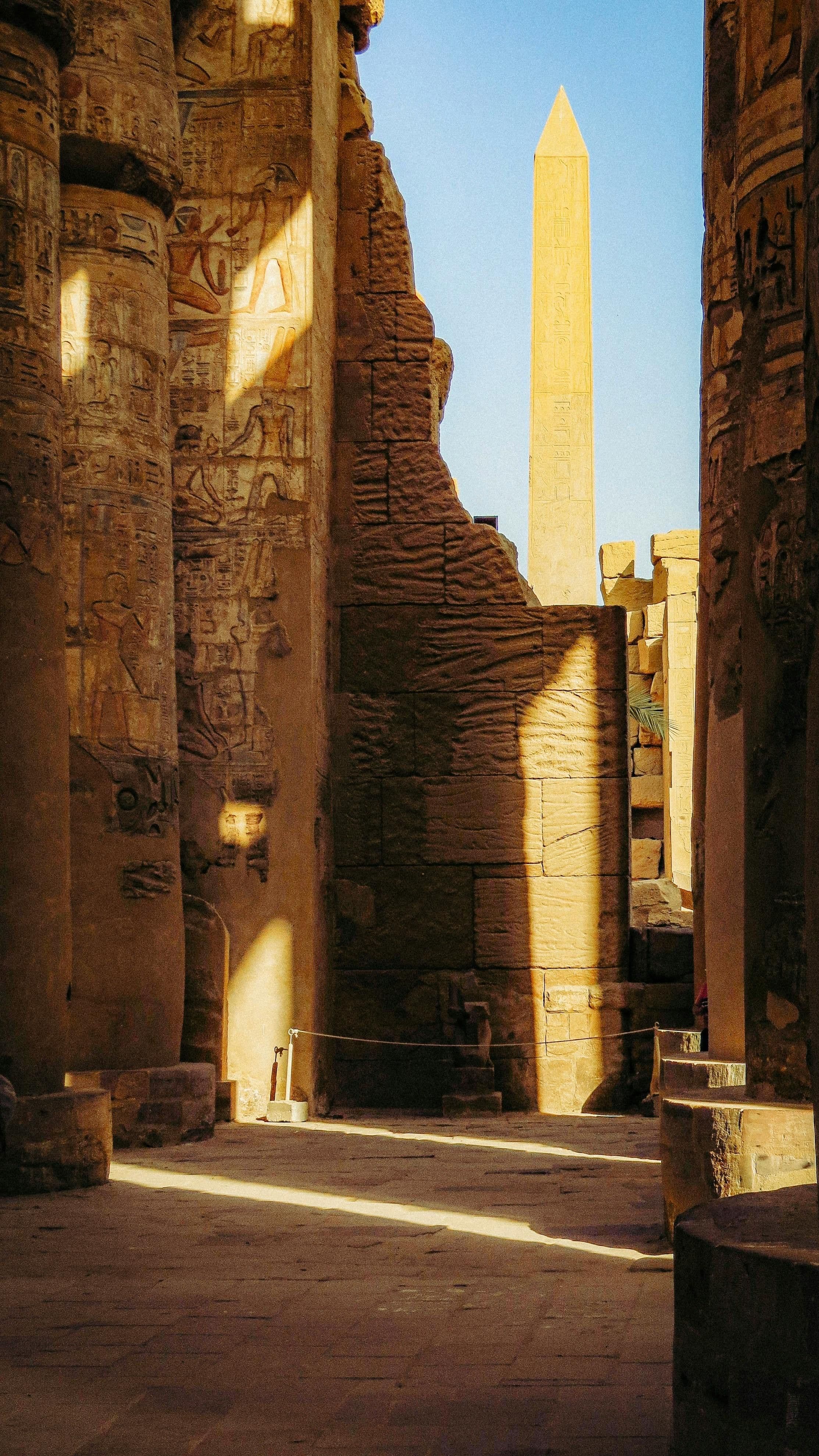 The great columns against the sky.